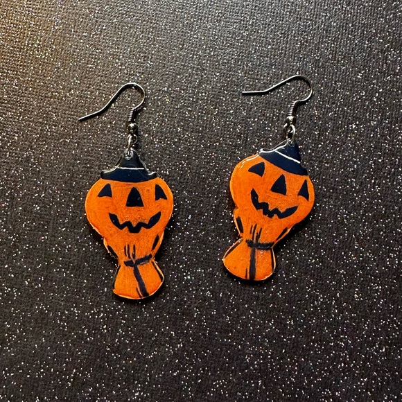 Halloween vintage blow mold pumpkin earrings - Picture 1 of 3